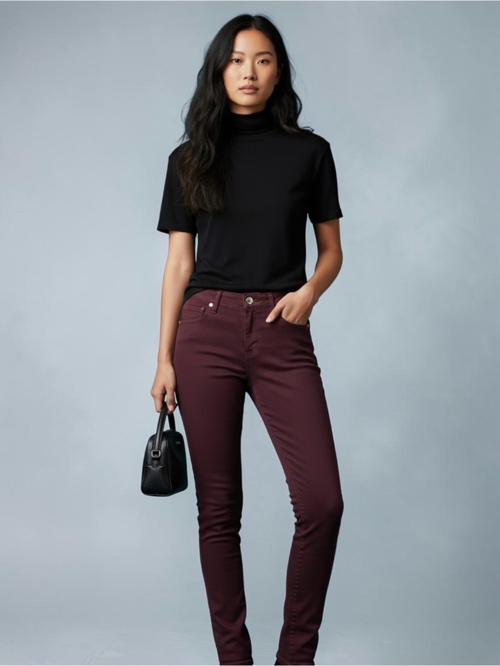 PAIGE Verdugo Ankle Skinny Jeans Burgundy Plum Size 27 Stretch Denim